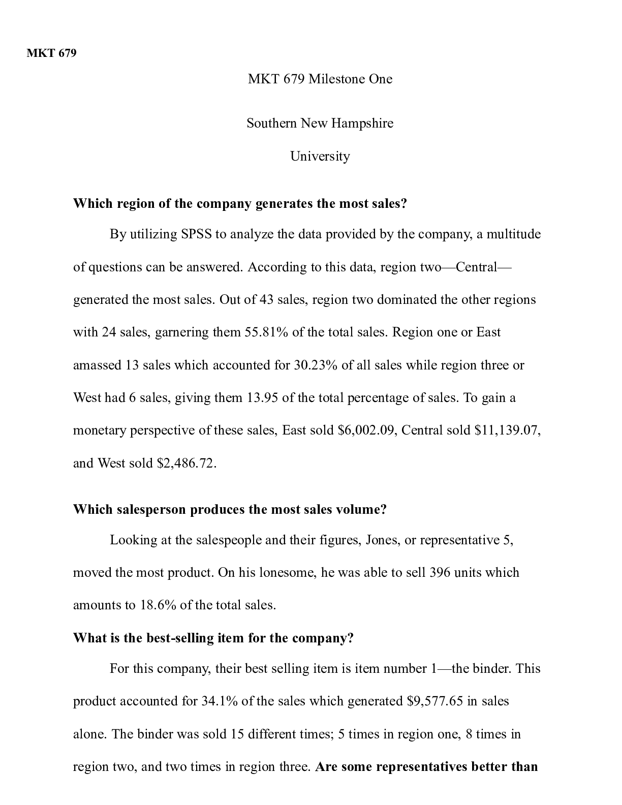 Preview image for MKT 679 Milestone One.|  MKT 679  MKT 679 Milestone One  Southern New Hampshire   Univ